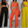 FAGADOER Sexy Ruched Patchwork Bodycon Jumpsuits for Woman Halter Sleeveless Wide-leg Romper Female Streetwear Overalls 2025 New