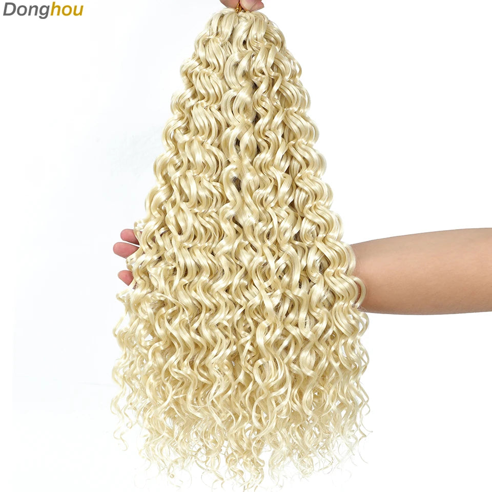 Beach Curl Crochet Hair Gogo Curl Crochet Hair 18 Inch Ombre Brown Blonde Bug Ginger T30 Synthetic Deep Wave Twist Crochet Braid