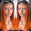 Ombre Ginger Orange Straight Hair Lace Closure Wig Ombre Human Hair Wigs Lace Frontal Wig Colored Wigs For Black Women
