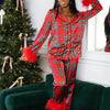 Women New Year Pajamas Set Christmas Party Loungewear Long Sleeve Feather Shirt Pants Sleepwear Santa Claus Night Wears Pyjamas