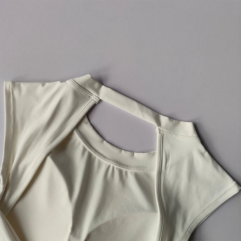 Sexy Short Backless Fixed Chest Pad Sports T-shirt Vest Women's Tight Fitting Quick Drying Slimming Yoga Suit Top Clothing