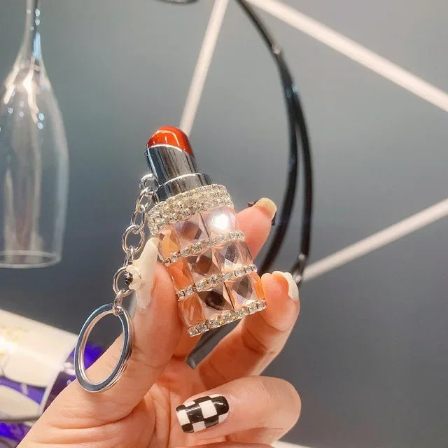 Luxury Diamond Lipstick Inflatable Lighter Mini Butane Pink Water Diamond Portable Lighter High End Women's Smoking Gift