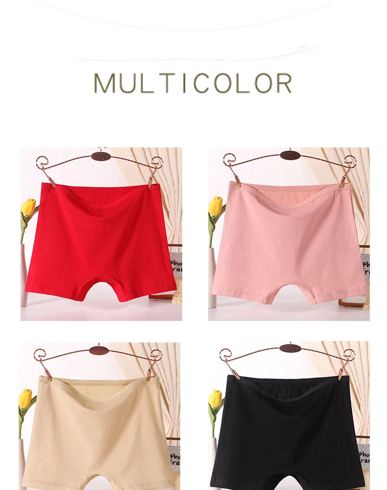 3pcs Cotton Women Panties Lady Plus Size Boxer Underwear High Waist Briefs Solid Color Female Shorts Safety Panty