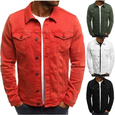 Men's Denim Jacket M-4XL Autumn Clothing Fashion Jackets Solid Color Business Casual Multi-pocket Long Sleeve Top Streetwear