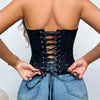 SsTss American Court Corset Sheer Mesh Breathable Corset Sexy Top Hollow Irregular Lace Double Layer Shapewear Chic Camis Top