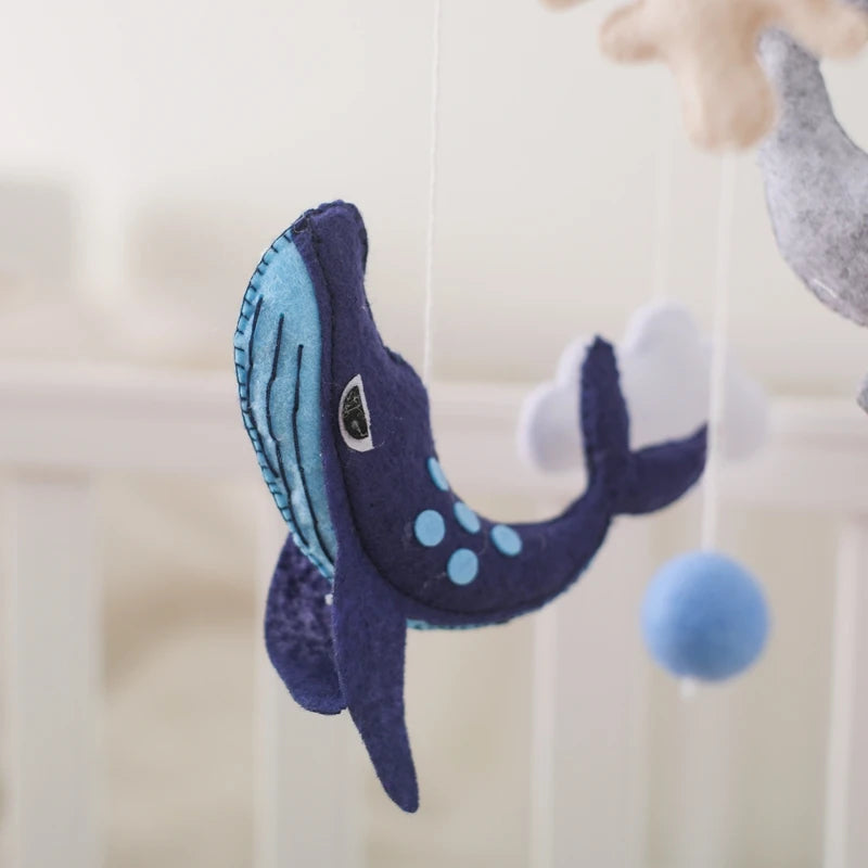 Baby Crib Mobile Bed Bell Rattle Toys Wooden Crochet Stars Pendant Bed Bell Toys Newborn Comfort Crib Bracket Hanging Toys Gifts