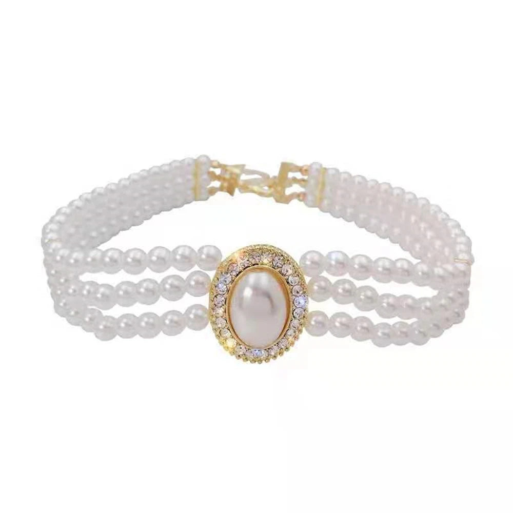 Luxury Vintage Three-layer Pearl Collar Choker, 2024 New In Trend Jewelry Fashion Woman's Choker Necklace on the Neck Party Gift