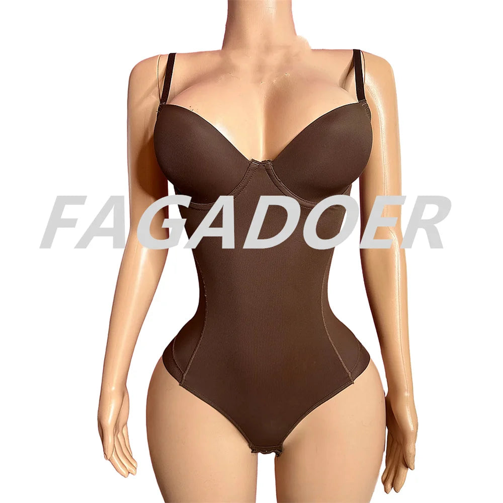 FAGADOER Sexy Solid V Neck Spaghetti Strap Bodysuits Women Sleeveless Backless High Stretchy Bodycon Rompers Female Clubwear new