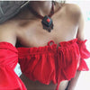 crop tops women 2019 summer lantern sleeve sexy strapless beach tops  red black white ruched crop top tank top croptop