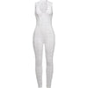 Weird Puss Ruffles Stretch Jumpsuit Women Casual Tight Fitness Activity Sleeveless Low-Neck Solid Skinny Sporty Workout Overalls