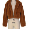 Fashion Faux Fur Open Stitch Lapel Crop Jackets Women Clothing Autumn Winter Solid Long Sleeve Warm Furry Fluffy Coat Outer Wear