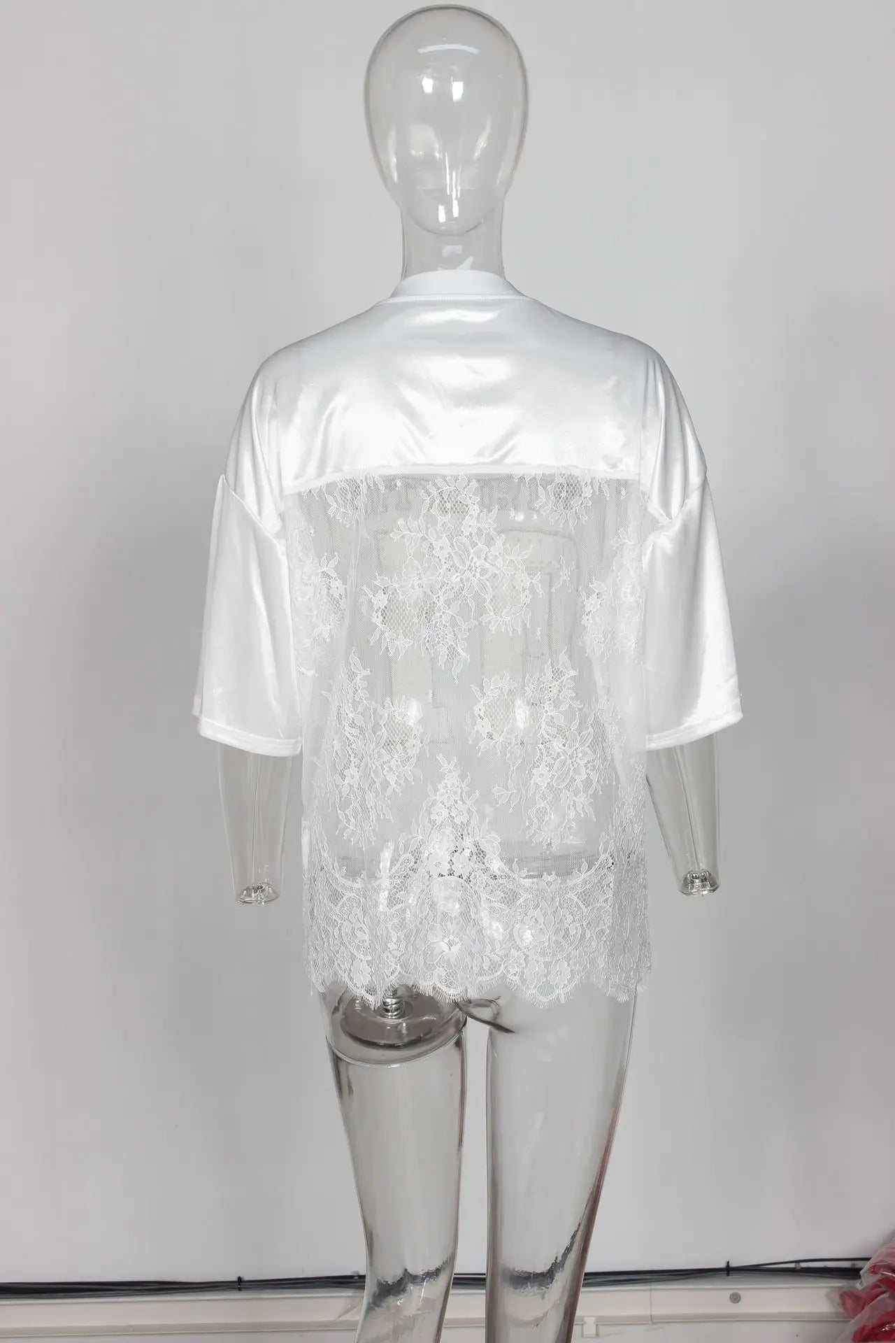 Letter Print T-Shirts Top Women 2025 Spring Summer V-Neck See Through Backless Loose Short Sleeve Y2K Sexy Trend Streetwear Tops