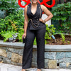C8604 Foreign Trade Women's Fashionable Sexy Chain Collar Wide Leg African Jumpsuit Casual Style Long Dress For Ladies