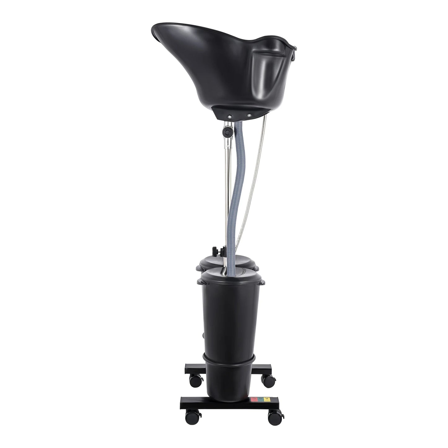 Portable Shampoo Basin with 2 Water Buckets 30cm Deep Salon Hair Washing Sink Adjustable Height Angle Mobile Shampoo Bowl Unit