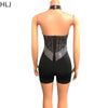 HLJ Gold Woman Evening Party Outfits Rhinestone Crystal Luxury Jumpsuits Women Corset Patchwork Bodycon Rompers Elegant Sexy