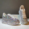 Leather Women Shoes Autumn Spring  New Style Fashion Platform Shoes Ins Platforms Sneakers Tide Shine Bling Rhinestone Shoes