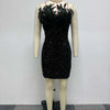 Women Dress Strapless Dresses Sexy Mid Length Vestidos Slim Fit Off Shoulder Sleeveless Elegant Splice Feather Hip Wrap