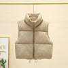 Winter Short Down Sleeveless Vest Women Warm Stand Collar Zipper Jacket Casual Fashion Quilted Cropped Coats Street Outerwears