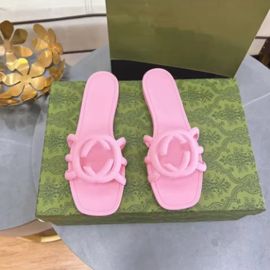 2025 Women classics Jelly sole design slippers Flip flops Flat Slippers Comfort Casual fashion Pure Color sandal