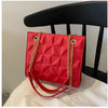 Ladies Fashion Large Capacity Chain Bag Retro Square Tote Bag Diamond Texture Shoulder Crossbody Daily Hundred Underarm Handbag