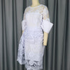 White Lace Dresses for Women Vintage Crew Neck Embroidery Tunic Package Hip Retro Elegant Midi Dress Holiday Party Wedding Gowns