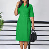 2024 summer new short sleeve V-neck waist solid color Tunle pencil skirt dress