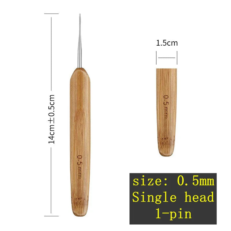 1pcs Wooden Crochet Dreadlocks Braid Needle Feather Wig Hook Needles Threader Knitting Hair Crochet Needles Hair Extension Tools