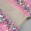 VC Pink Sparkly Sequins Long Dress Beaded Crystal Feather Embellished High Slit Straight Floor-length Prom Evening Gown Vestidos