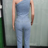 Flare Denim Pants Full Length Women Jeans One Piece Overalls Spliced Solid Jumpsuits Loose Pockets High Waist Basics Washed