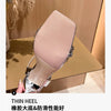 Summer One-word Rhinestone Square Head Sandals Women's Stiletto Open-toed Crystal Gemstone High Heels