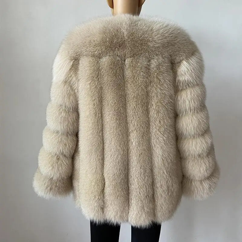 BEIZIRU Winter Woman Real Fox Fur Coat Warm Fashion Natural  New Luxury Stylelong sleeve fashion girls jacket