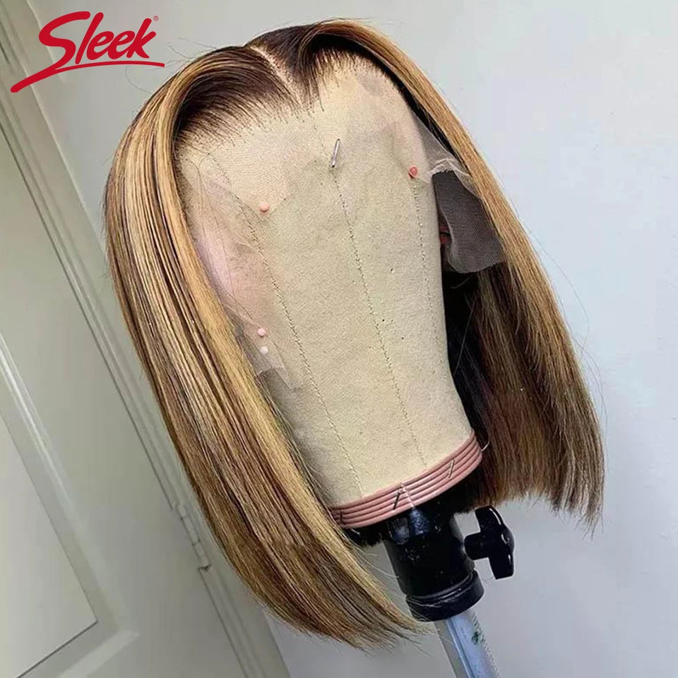 Ginger Short Bob Lace Front Wigs 100% Human Hair Wigs Bob Lace Wigs For Women Blonde Orange Straight Brazilian Hair Closure Wig