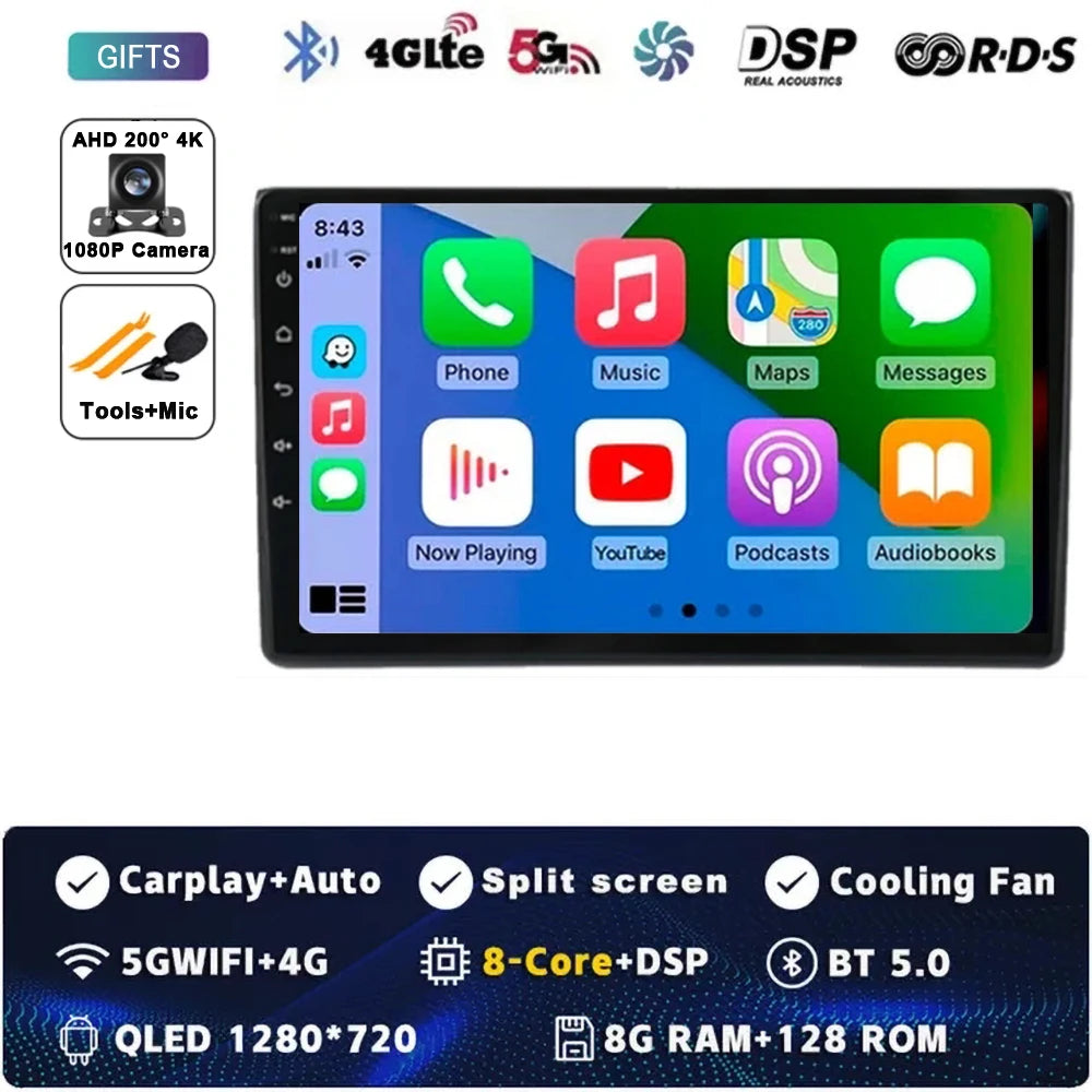 Android 14 For Audi A4 II 2 B6 III 3 B7 2000 - 2009 S4 2002 - 2008 RS4 2005 - 2009 Car Radio Multimedia Video Player Navigation