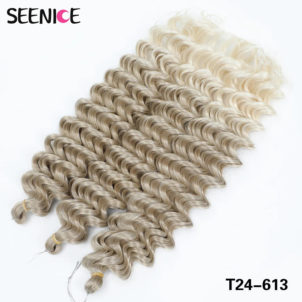 Deep Wavy Twist Synthetic Crochet Hair Afro Curly Hair African Crochet Braids Ombre Blonde Braiding Hair Extensions For Women