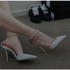 Luxury Crystal Sequined Women Pumps Elegant Thin High heels Spring Summer Fashion Chains Party Shoes Sexy Wedding Bridal Shoes