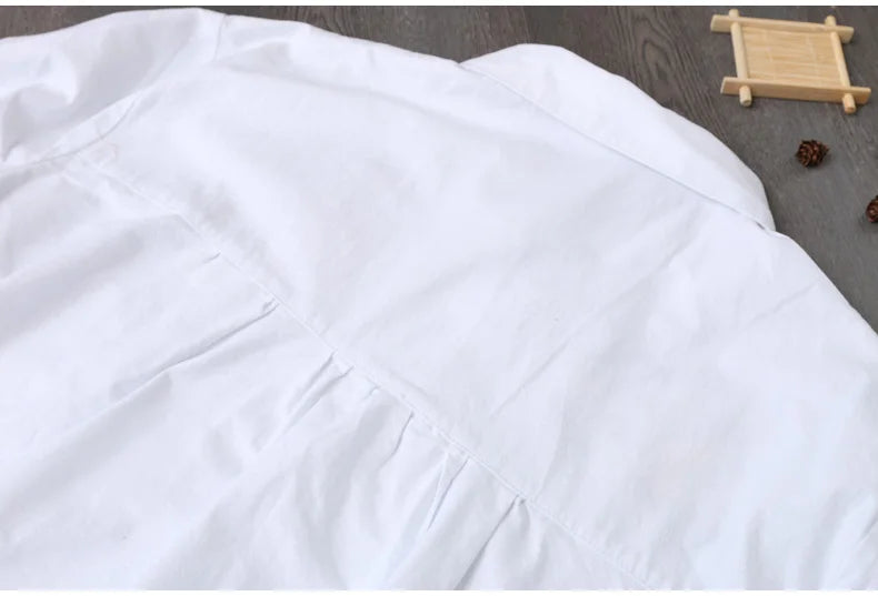 Women Cotton Embroidery Loose Long White Shirts 2025 Spring Autumn New Casual Office Lady Blouse Female Top Loose shirt