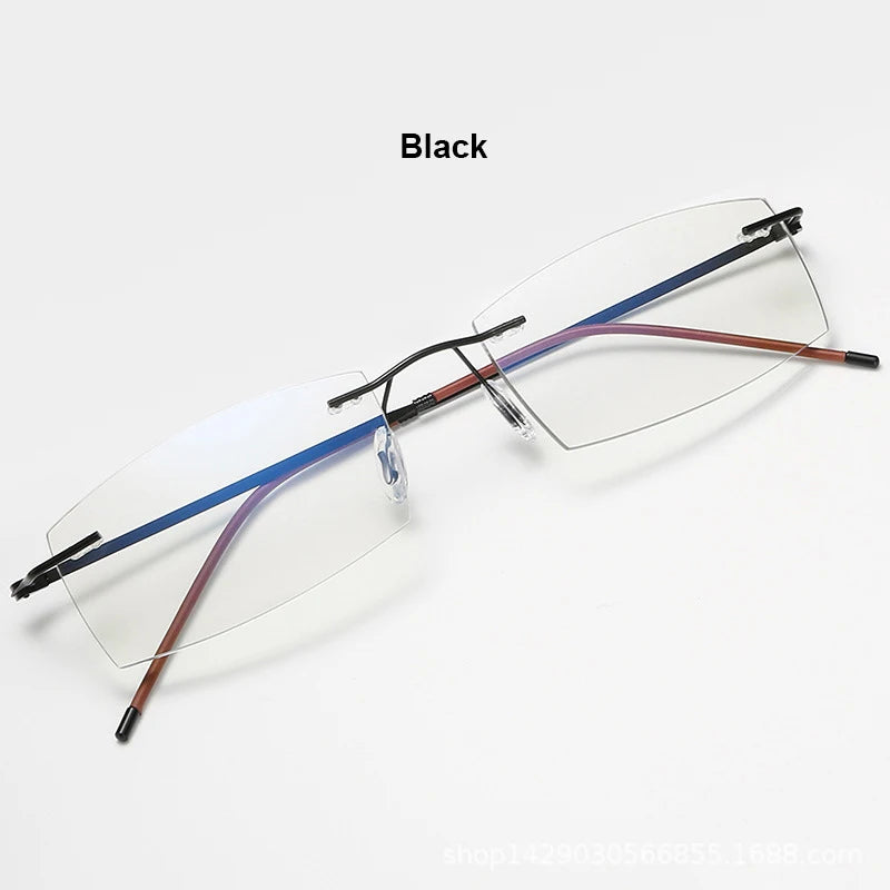 Men Blue Light Blocking Reading Glasses Women Dimond Cutting Rimless Eyeglasses Frame Anti Fatigue Hyperopia Presbyopic Eyewear