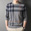 High Quality Luxury Men's Knitted Pullover Autumn Winter O-Neck Striped Wool Sweater British Casual Fashion Versatile Knitwear