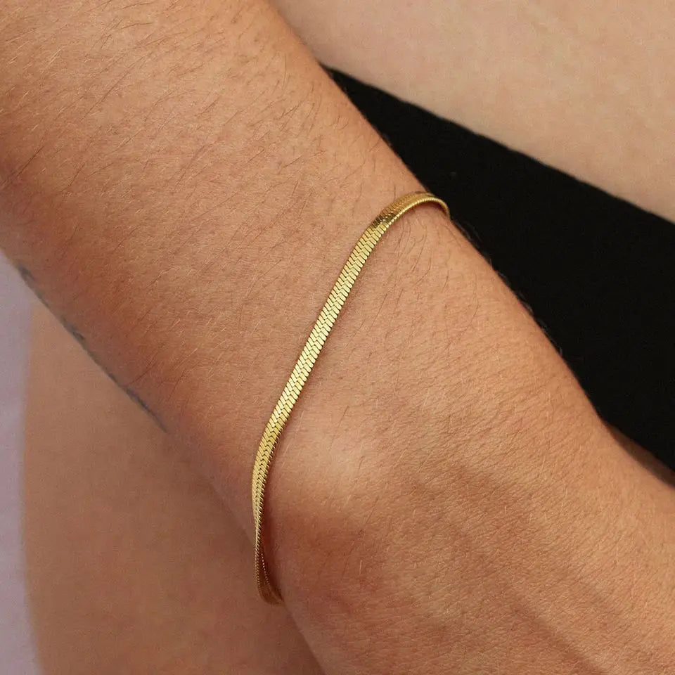 eManco Stainless Steel Adjustable Classic Snake Chain Bracelet Women's Gold Plated Jewelry Wholesale