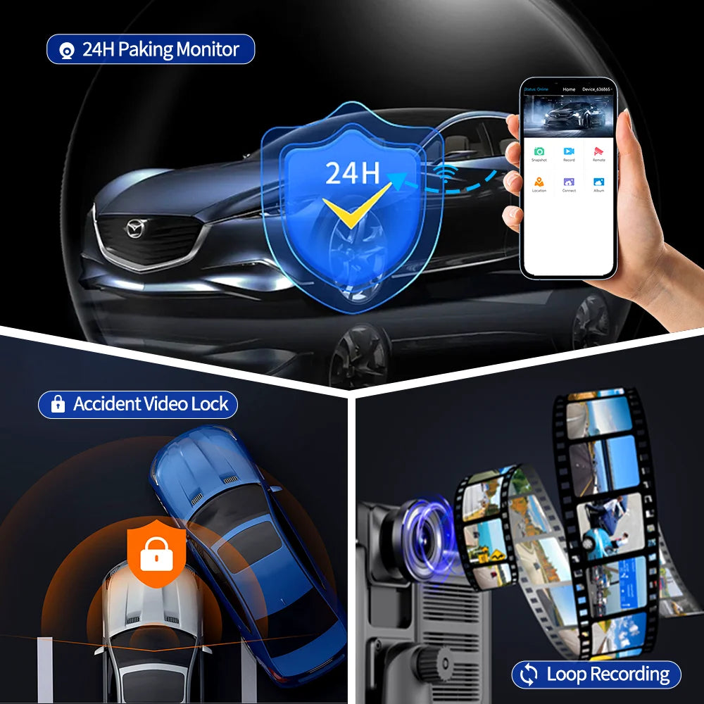 Imagebon Android 13 4G LTE 10.26 Inch Dash Cam Recorder 6+128G 8 Core ADAS Google Play GPS FM 24H Parking Monitor Mirror Video