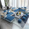 MINGDIBAO Nordic Fabric Sofa Set with Bluetooth Speaker & USB - Modern Living Room Modular Sofas Big U Shape Corner Cloth Couch