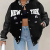 New York 1985 Letter Prints Jackets Women Hip Hop Baseball Uniform Personality Street Casual Jacket Warm Soft Womans Clothing