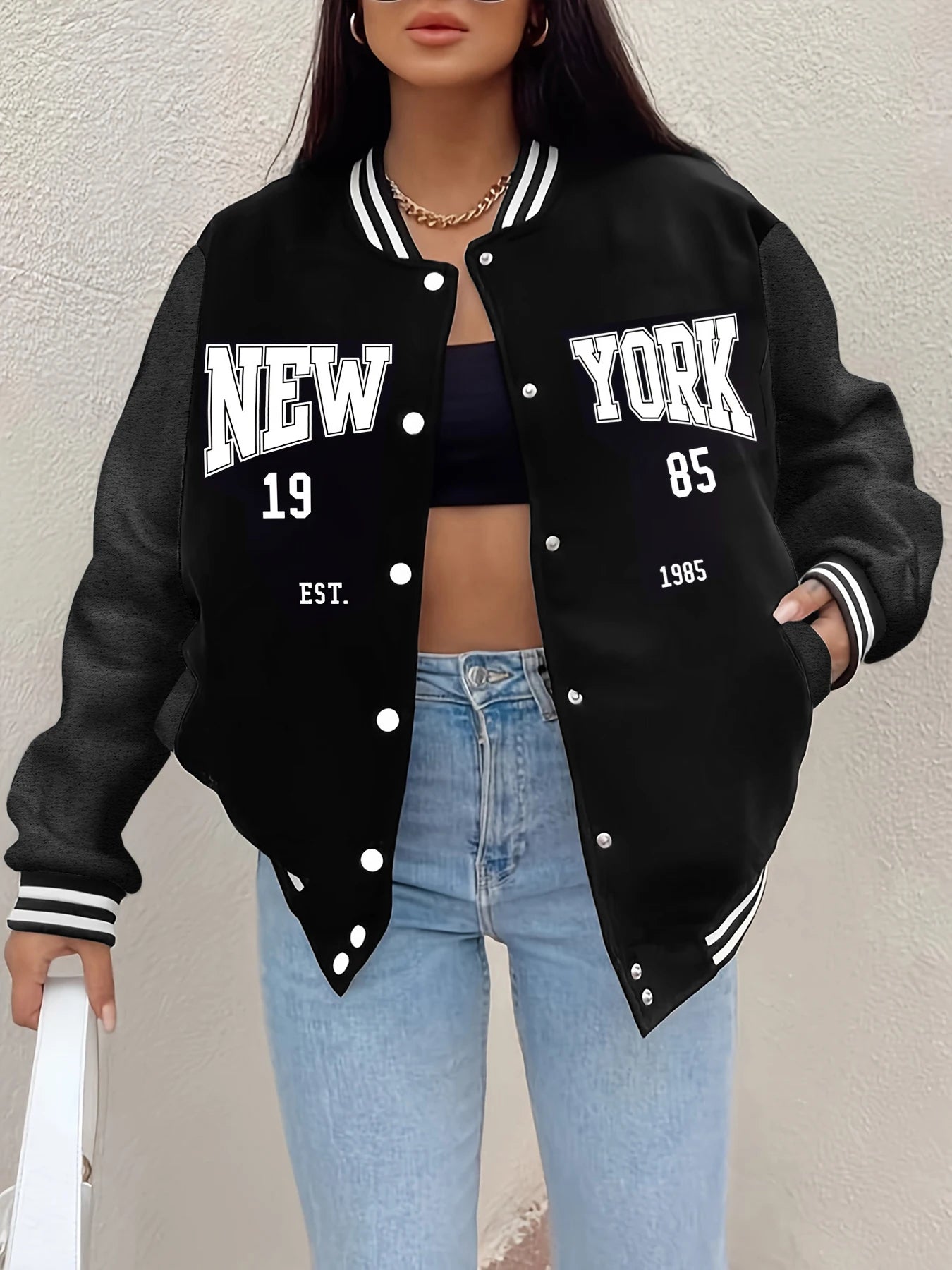 New York 1985 Letter Prints Jackets Women Hip Hop Baseball Uniform Personality Street Casual Jacket Warm Soft Womans Clothing