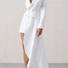 Yeezzi 2025 New Urban Female Black White High-low Notched Collar Blazer Office Ladies Fashion Buttoned Pocket Commute Outerwears