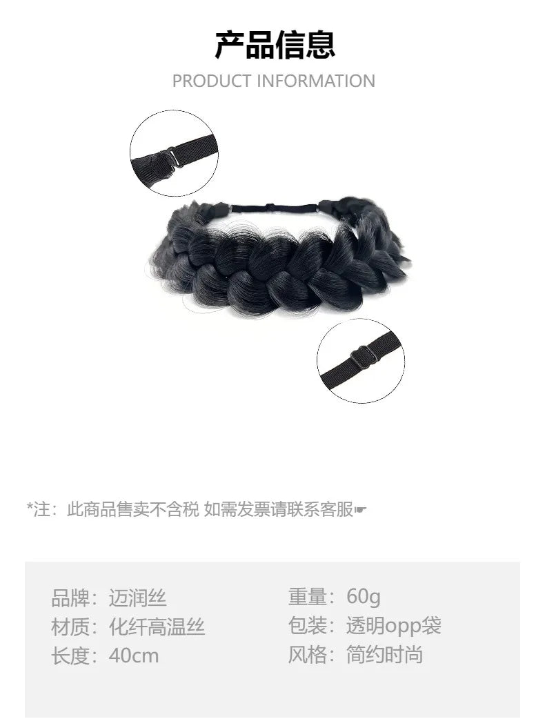 Synthetic Premium Adjustable Handmade Braided Elastic Band Hair Fashion Braiding Hair Headband Headwear For Women