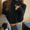 Women's Turtleneck Sweater Winter 2025 Retro Red with Velvet Lining Thickened Inner Wear Thermal Knitting Bottoming Shirt