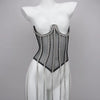 Women's Evening Corset Rhinestone Lace-up Corset Underbust Mesh Bustier Crop Top Bodices Sexy Lingerie Women Body Shaper
