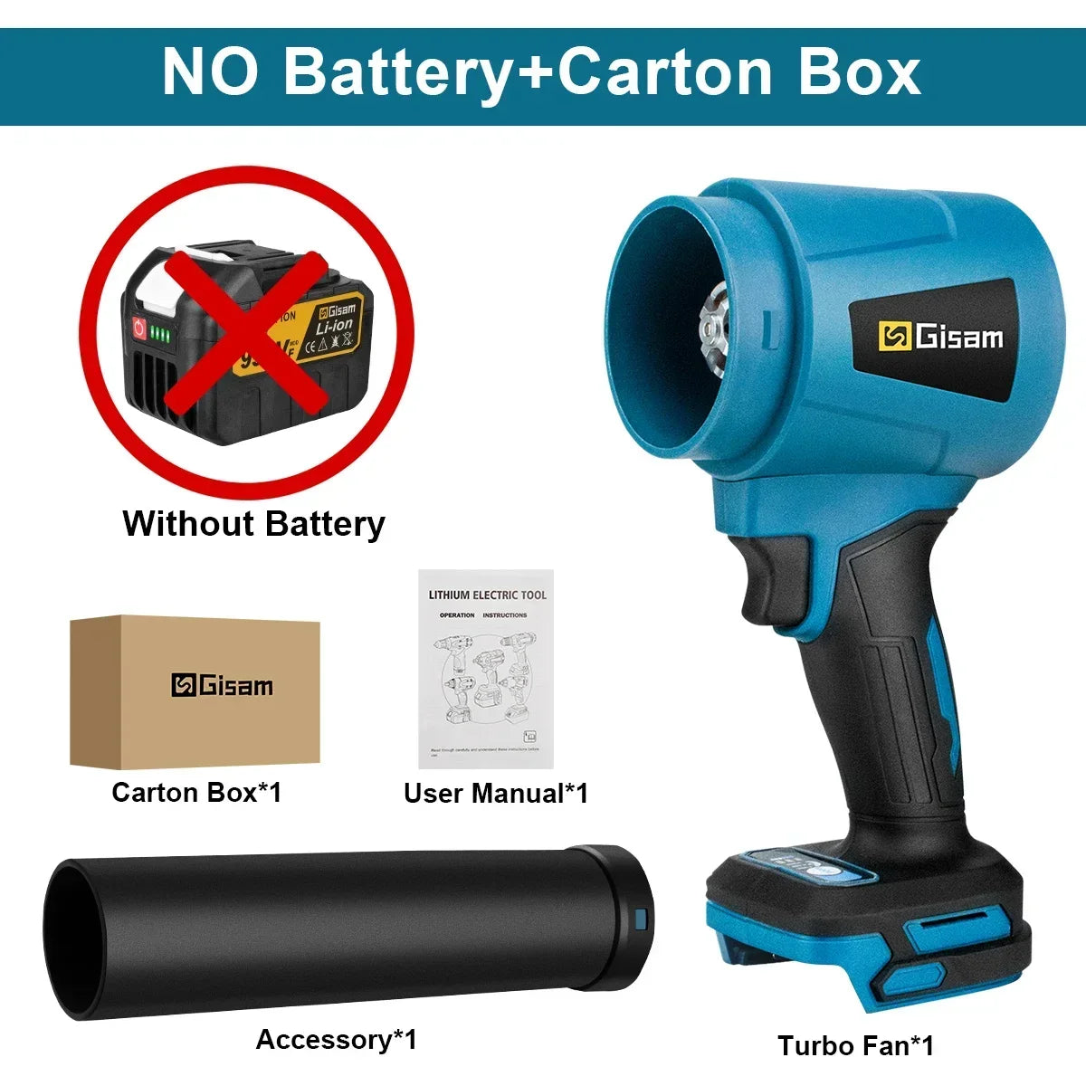 Gisam 300000RPM Brushless Electric Turbo Blowers Jet Fan 400M/S Handheld Leaf Blower Dust Blowing Tool for Makita 18V Battery