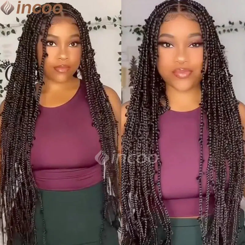 36 Inches Synthetic Lace Braided Wigs Butterfly Braids Lace Wig For Black Women Braid Wigs On Sale Clearance Box Braids Lace Wig