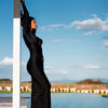 Articat Sexy Hollow Out Long Sleeved Elastic Tight Dress Women Pleats Double Layered Female Vestidos Elegant Party Evening Dress
